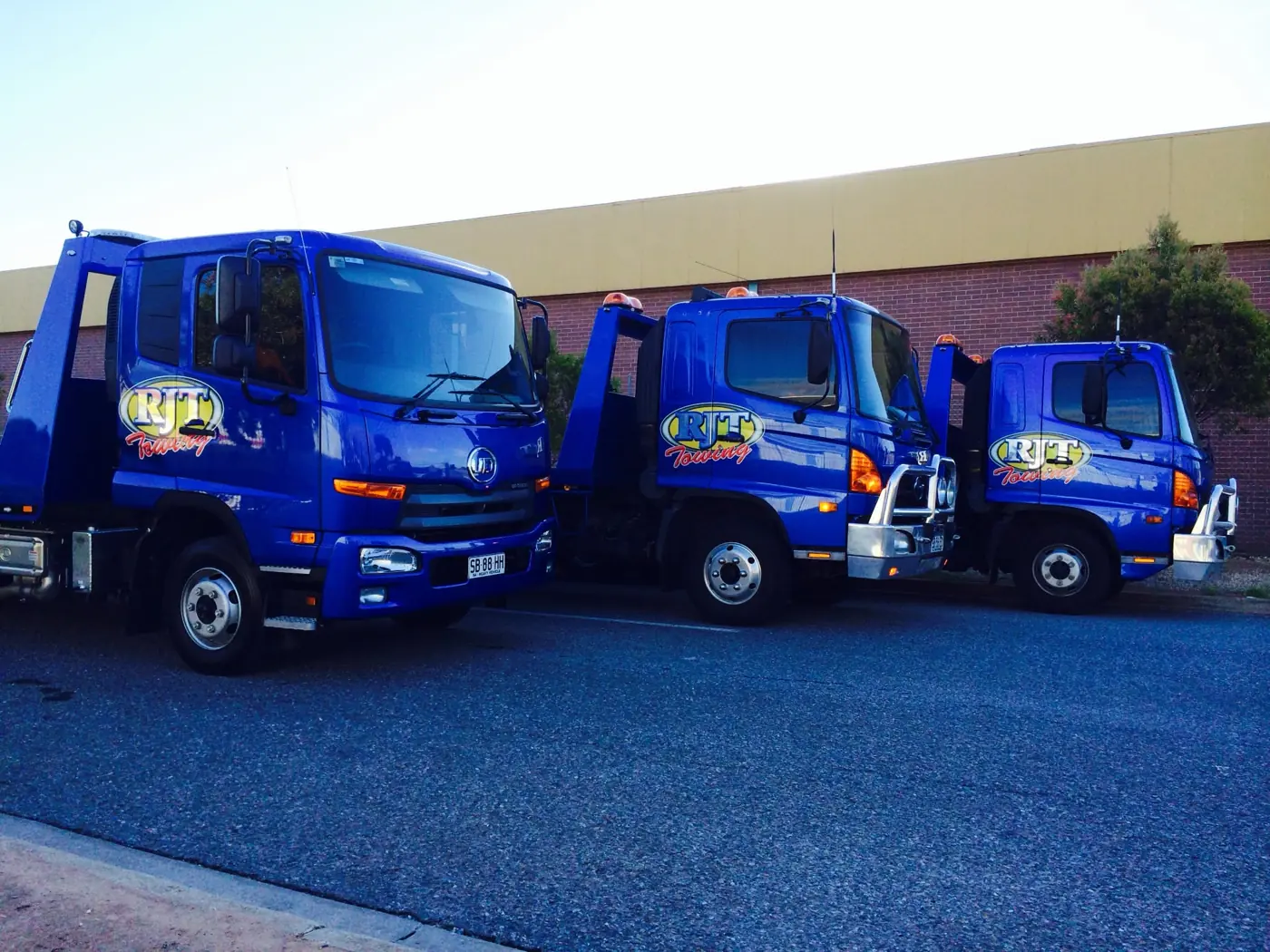 The RJT Towing fleet lined up at the Edinburgh North yard