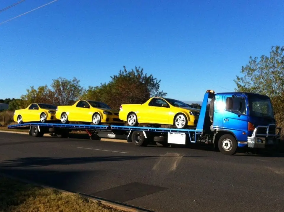 Red Ferrari being transported